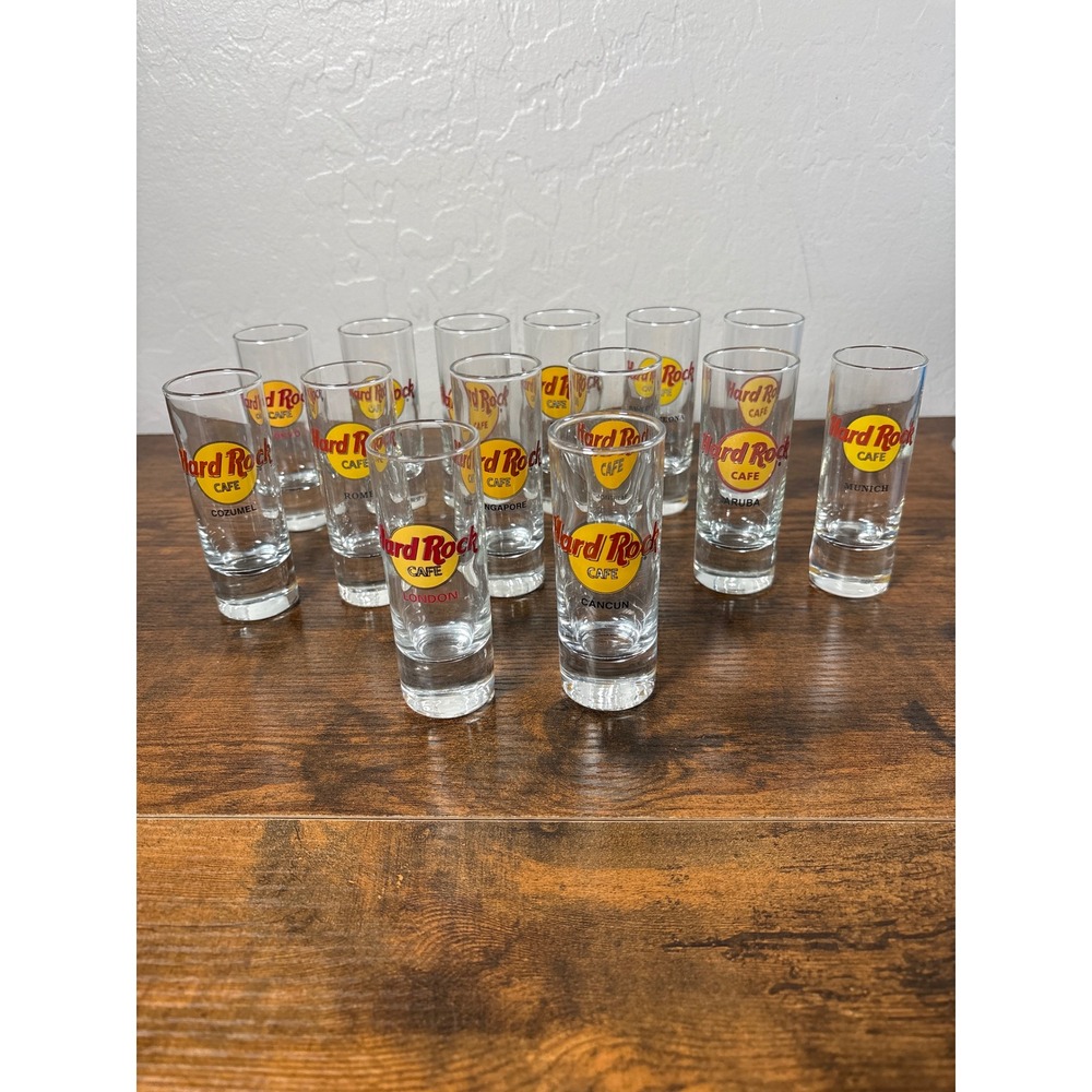 Hard Rock Cafe Shot Glass Collection Set of 14 Global Cities Souvenir Shooters